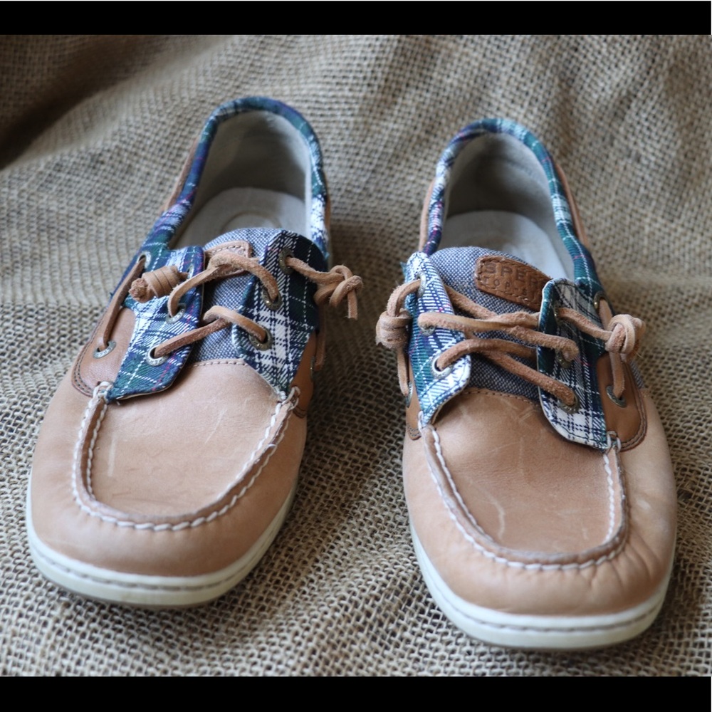 Sperry Boat Shoes Tan And Plaid Gem